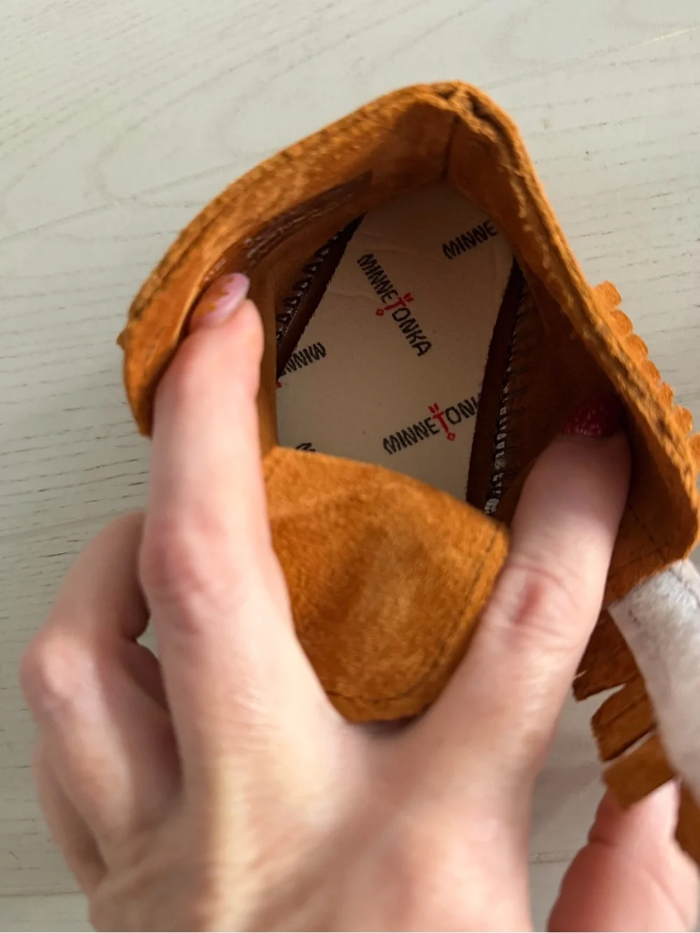 Minnetonka infants front strap moccasin